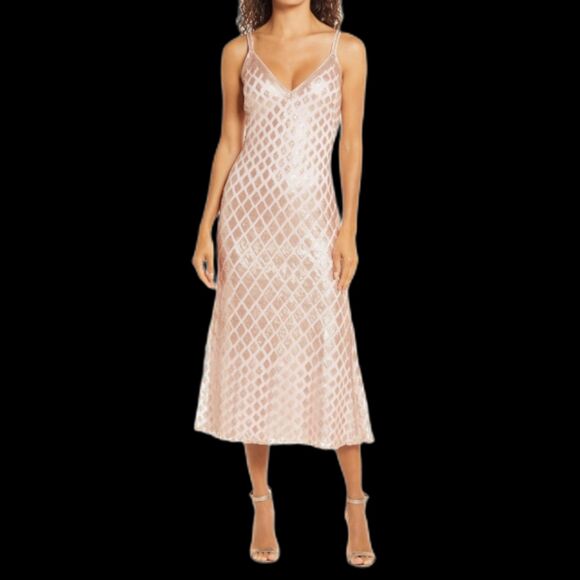 SHO by Tadashi Shoji Diamond Sequins Midi Gown - NWT - Size 12 - Picture 1 of 6